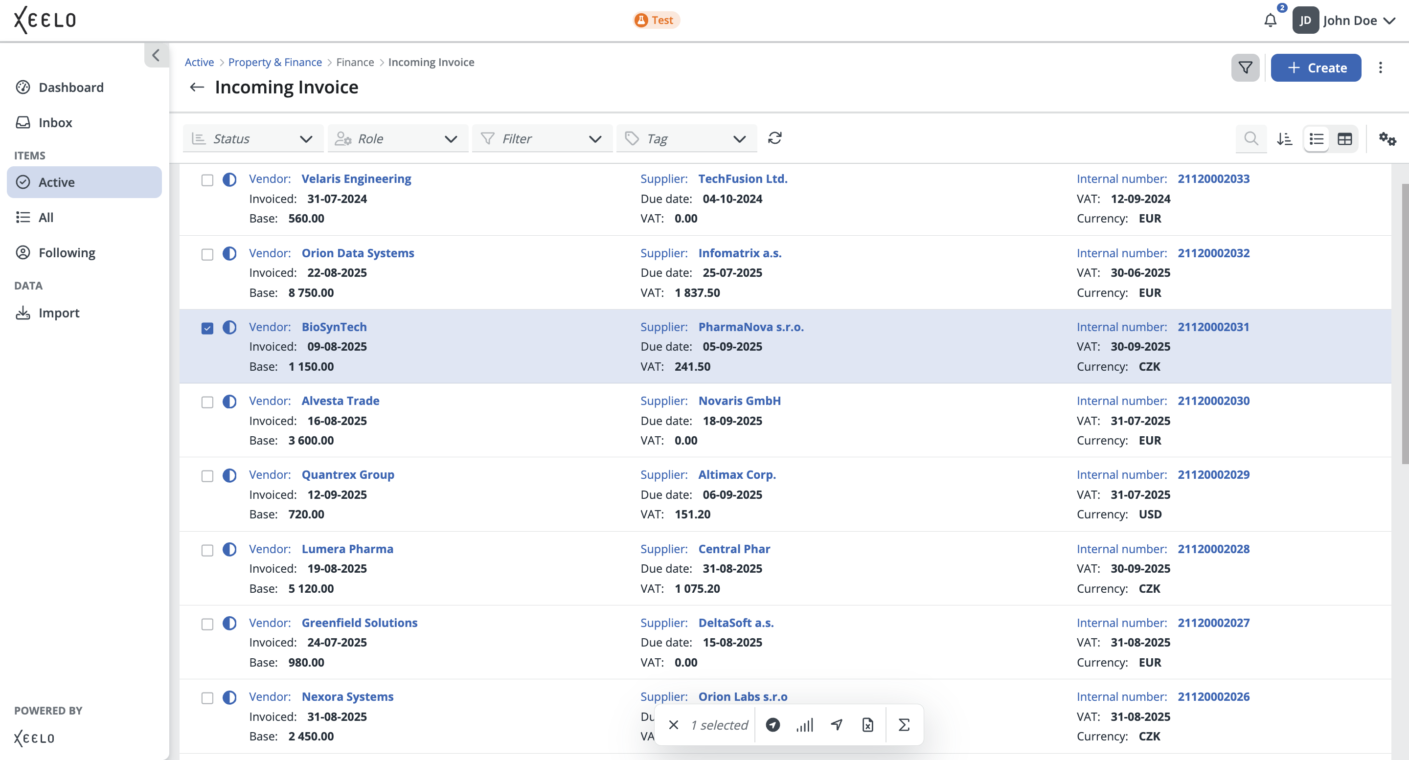Xeelo – přehled požadavků (V2)