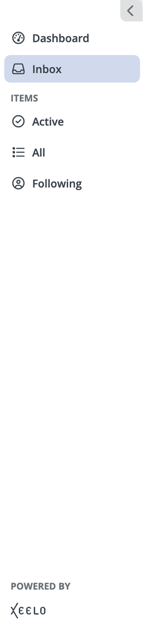 Xeelo side navigation menu